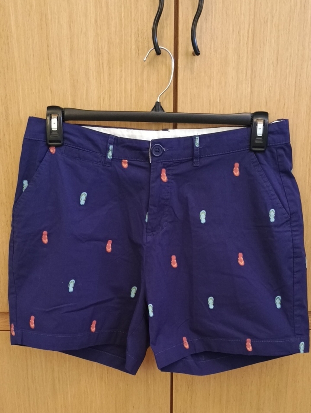 NWOT Fresh SZ 10 Navy  Cotton Blend Shorts W/FlipFlops